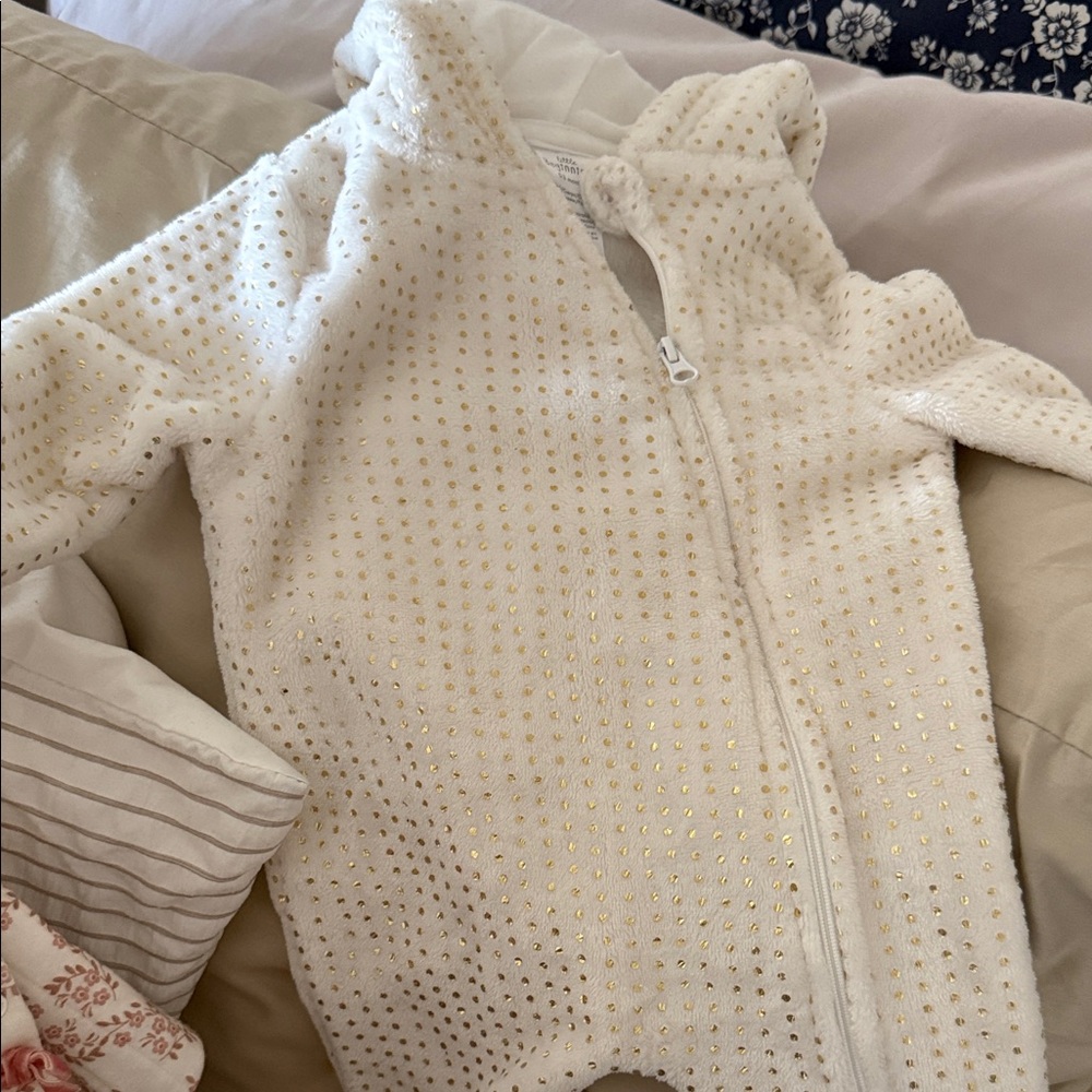 Cozy White and Gold Kids One Piece